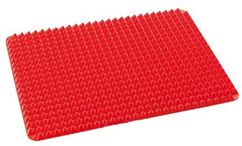 TV Hits Pyramid Pan Fat Reducing Non Stick Silicone Mould Cooking Mat, Red