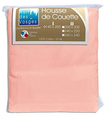 Nuit des Vosges 2103915 Cotoval Housse de Couette Uni Coton Rose 140 x 200 cm
