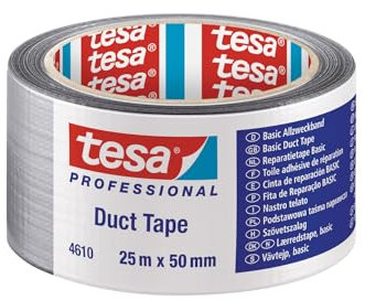 Tesa - Nastro adesivo Basic 4610, 25 m x 50 mm, colore: argento
