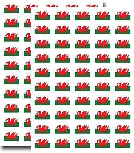 Supertogether Big Value 100-Pack Wales Welsh Flag Stickers - 31mm x 20mm Dimensions - Self Adhesive Durable English Motif Decals Labels for Car Bike Motorbike Numberplate Helmet Windows and Walls
