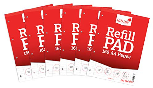 Silvine Refill Pad Headbound Perforated Punched Feint Ruled Margin 160pp 75gsm A4 Ref A4RPFM - Pack 6