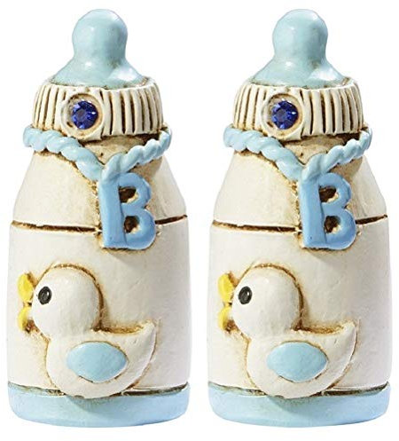 CREApop Babyflasche Tortendeko blau, 3,5 cm, Btl. a 2 Stk., Tortenfigur Tischdekoration Geburt