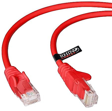 rhinocables CAT 5e High-Speed Ethernet Cable - Reliable LAN Network RJ45 Cable for Fast Internet & Data Transfer | Durable WiFi Broadband Cable for Gaming & Streaming, (3m, Red, Pack of 1)