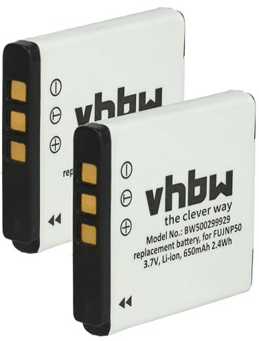 vhbw 2X Akku kompatibel mit Pentax Q-S1, Q7, Q, Q10 Kamera (650 mAh, 3,6 V, Li-Ion)