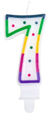 Boland 31067 - Geburtstagskerze Zahl 7, Nummer Sieben, mit Kerzenhalter, Stecker, Spieß, Minikerze, Tortenkerze, Kuchen, Geburtstag, Kindergeburtstag, Kindergarten, Dekoration, Geschenk
