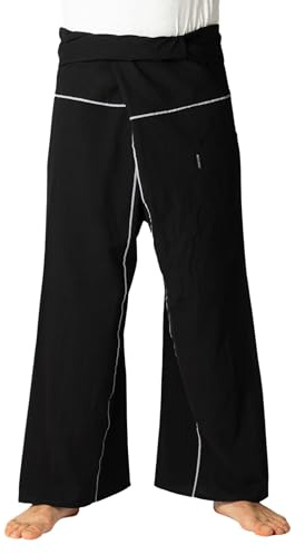 PANASIAM Fisherman Pants Stripe-Design, Black, L