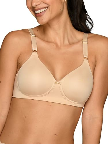Vanity Fair Womens Full Coverage Beauty Back Smoothing Bra, 4-way Stretch Fabric, Lightly Lined Cups Up To Dd Bra, Wireless - Beige, 34B US