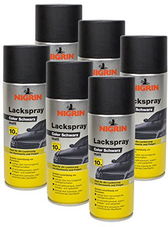 NIGRIN 6x 74112 Lackspray Color Schwarz matt 400 ml