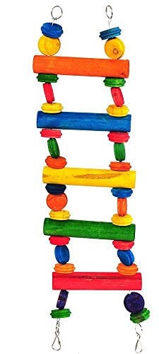 Happy Pet Playtime Ladder Bird Toy Climbing Wooden Perch Durable Hanging Fun Interactive Exercise Playing Cage Accessory for Parrots Cockatiels 69cm