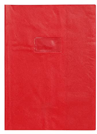 Calligraphe 72203C - Heftumschlag / Heftschoner / Hefthülle Calligraphe mit Feinkörnung und Lederoptik, DIN A4 21x29,7 cm, Etikettenhalter, aus PVC blickdicht und strapazierfähig, Rot, 1 Stück