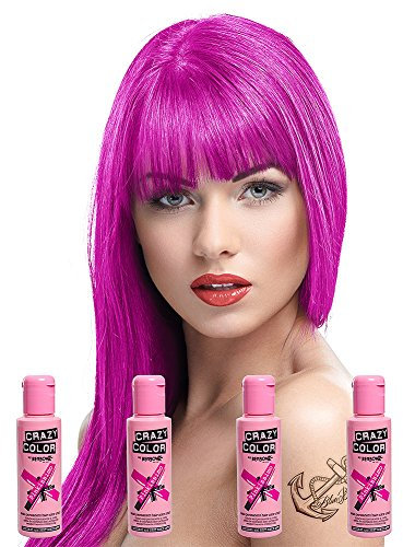 Renbow Crazy Color Semi Permanent Hair Color Cream Pinkissimo No.42 100ml x 4 Bottles. by Renbow