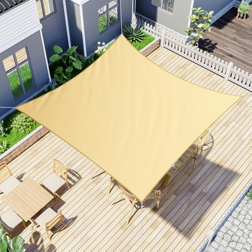 jarolift Sonnensegel Quadrat, Wasserabweisend, Sonnenschutz Sichtschutz für Terrasse Garten Balkon, Polyestergewebe, 360 x 360 cm, Sand