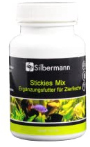 Silbermann Stickies Mix - an der Aquarienscheibe haftende Futtertabletten als Ergänzungsfutter mit Spirulina Astaxanthin Holz und Knoblauch (120 ml)