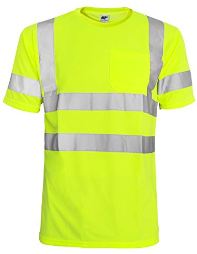 L&M Hi Vis T Shirt ANSI Class 3 Reflective Safety Lime Short Sleeve HIGH Visibility (L)