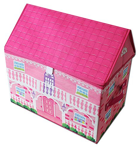 TE-Trend Stoff Spielhaus Spielbox Motiv Funny Farm Aufbewahrungsbox mit Deckel aufklappbar