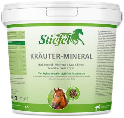 Stiefel Kräuter-Mineral für Pferde, hochwertiges Mineralfutter auf Kräuterbasis, optimal Zusammensetzung aus Kräutern, Möhrenflocken, Vitaminen & organischen Spurenelementen, 2,5kg