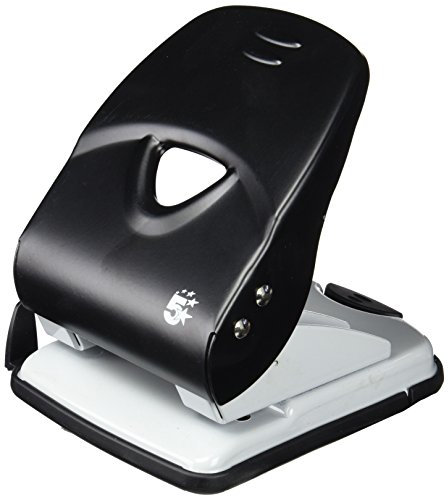 5 Etoiles 8038787 Perforateur Réglette 2 Trous 40 Feuilles 8 cm Noir/Gris