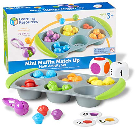 Learning Resources Mini Muffin Match Math Activity Set - 76 Pieces, Ages 3+, Counting Games for Kids, Preschool Toys, Homeschool Montessori Activities, Gifts for Boys and Girls
