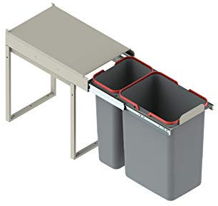 REJS RECYCLE BIN PULL OUT KITCHEN WASTE BIN W:300mm-1x20L+1x10L(JC603)