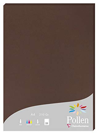 Clairefontaine 24202C - Packung mit 25 Karten Pollen 210g, DIN A4, 21 x 29,7cm, Schokoladenbraun