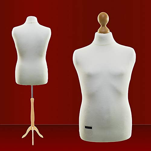 LUCCESI Schneiderpuppe | Männlich (Male) | Size L (Large/50-52) | Wechselbezug Creme-Weiss | Standfuss buche | Schaufensterpuppe | weitere Damen-Größen S - XL
