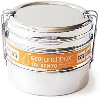 ECOLunchbox Tri Bento Boîte ronde en acier inoxydable 3 pièces | Bento Box | Lunch Box | Boîte à déjeuner