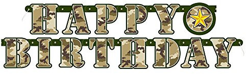 Geburtstagsbuchstaben-Banner - 1,6 m - Militärische Tarnparty