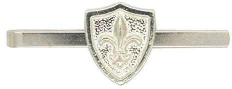 Pince à Cravate Fleur de Lys avec Bouclier, Faite Main en Etain Fin - Fabrication Française