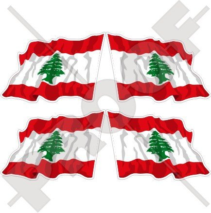 Líbano Líbano bandera de saludando libnan, Oriente Medio, lubnan 2 (50 mm) bumper-helmet de vinilo pegatinas, calcomanías x4