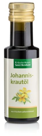 Sanct Bernhard Johanniskrautöl (1x 100ml) | Aus frischem Johanniskraut hochdosiert in Olivenöl | Massageöl | Parfümfrei | Für trockene, empfindliche & zarte Haut – Traditionelles Pflegeöl