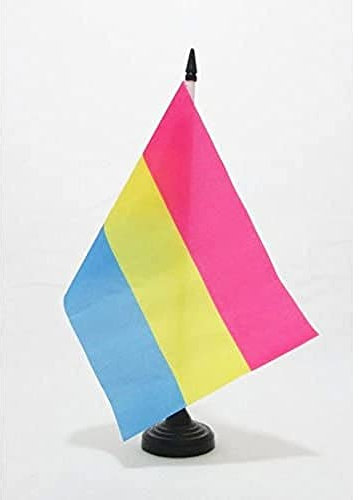AZ FLAG - Tischflagge Pansexualität - 21x14 cm - Pansexuellen Omnisexualität Tischfahne 14 x 21 Cm - Flaggen