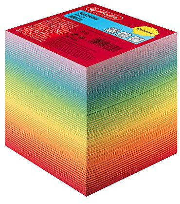 Herlitz 10901973 Notizklotz 9x9x8,5cm 800 Blatt rainbow geleimt verschiedenfarbig geschichtet (einzeln, rainbow)