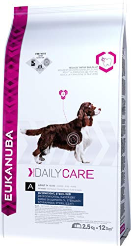 Eukanuba Daily Care Overweight / Sterilised Trockenfutter – Fettarmes Spezialfutter für übergewichtige oder kastrierte Hunde, 2,5 kg