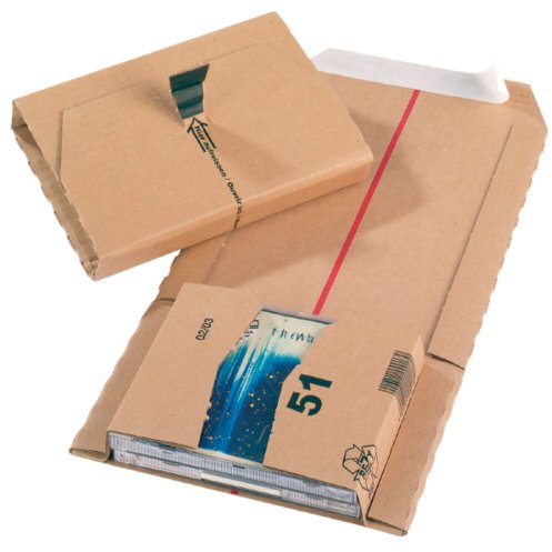 Jiffy Wrap Around Cardboard Postal Box, Size 51 (CD), 147 x 126 x 55mm, Brown (Pack of 20)