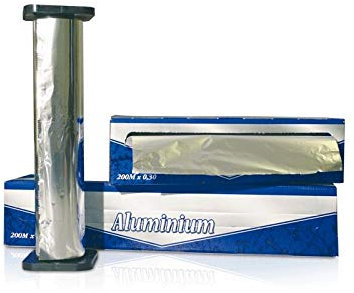 Bobine de papier aluminium en boîte distributrice 200 metres par 45 cm