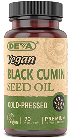 DEVA Vegan Nutrition Black Cumin Seed Oil, Cold-Pressed, Unrefined, 90 Vegan Capsules, 1-Pack