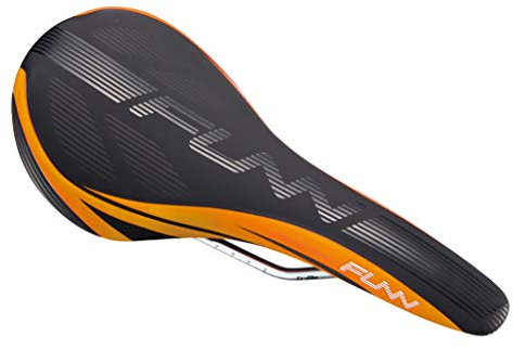 Funn Adlib Fahrradsattel mit strapazierfähigen CrMo-Schienen, robuster und Leichter Fahrradsitz, schlanke Form, mit Vinylleder bezogener Fahrradsattel für MTB, BMX und Rennrad (Orange)