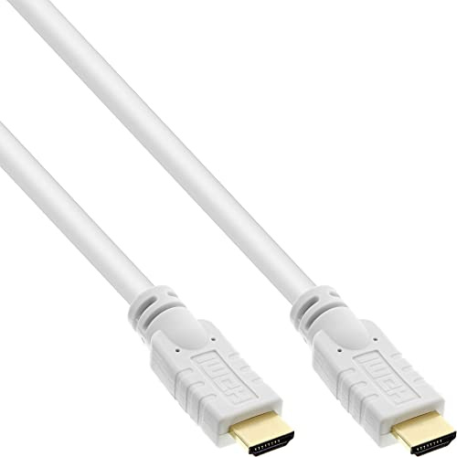 InLine 17510W HDMI Kabel, HDMI-High Speed mit Ethernet, Premium, 4K2K, Stecker / Stecker, weiß / gold, 10m