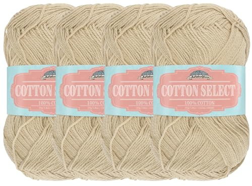 JubileeYarn Cotton Select Yarn - Sport Weight - 50g/Skein - Beechnut Brown - 4 Skeins
