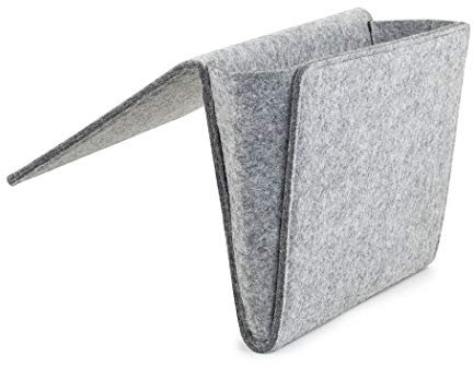 Kikkerland Bedside Betttasche, Stoff, Grau, 22x 28.2X 4