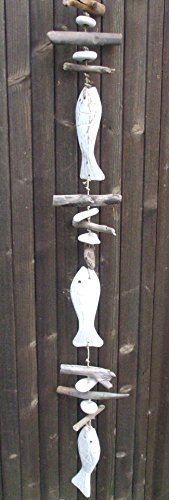 Deko-Impresion Fisch-Treibholzhänger, Nautisch, Weiß, Hänger, Hochzeit, Treibholz und Steine