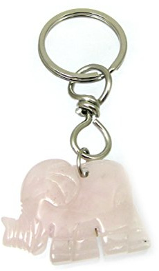 Key ring elephant rose quartz.