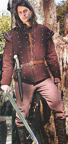 Mittelalter - Gambeson, 2 - teilig, aus braunem Cord. Gr. L/XL
