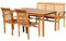 ALEOS. Teak Set Gartengarnitur Tisch 150x80 cm mit 1 Bank 150 cm für 3 Personen und 2 Stapelstühle Sessel Holz Serie Alpen Gartenmöbelset Esstischgruppe