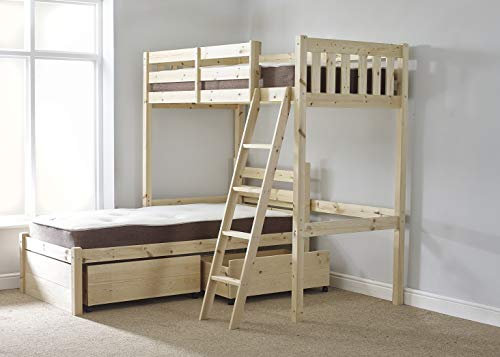 STRICTLY BEDS&BUNKS Delta L Shaped Bunk Bed with Storage, 3ft Single