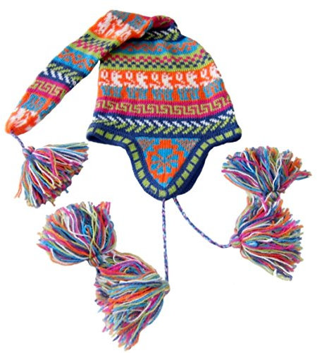 Alpacaandmore Damen Chullo Duende Muetze Ohrenklappen Peruanische Alpakawolle