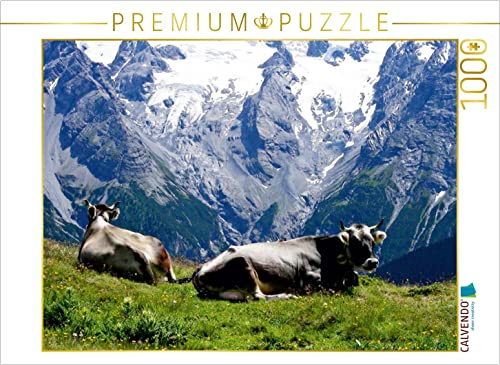 CALVENDO Puzzle Kühe vor atemberaubender Kulisse | 1000 Teile Lege-Größe 64 x 48 cm Foto-Puzzle für glückliche Stunden