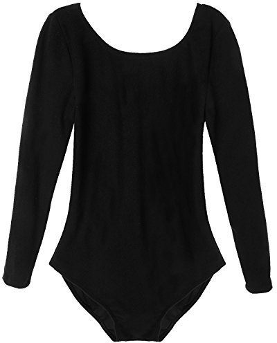 TiaoBug Mädchen Body Kinder Kurzarm Langarm Ballettanzug Turnanzug Trikot Gymnastikanzug (152, Schwarz Langarm)