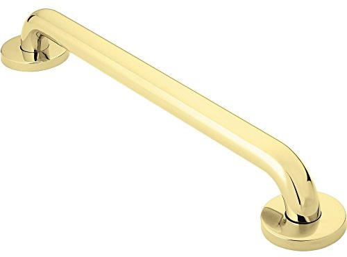 Moen Polished Brass Bathroom Safety 18-Inch Shower Grab Bar with Concealed Screws for Handicapped or Elderly, R8718PB