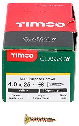 TIMCO Classic Multi-Purpose Screws - PZ - Double Countersunk - 4.0 x 25 - Gold - Box of 200